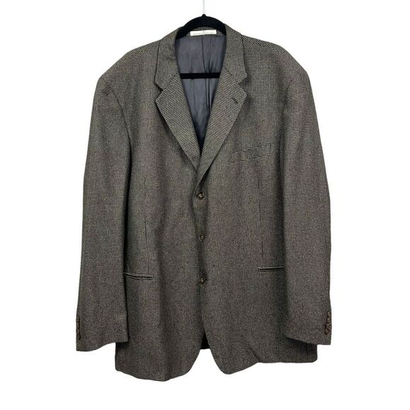 Joseph Abboud Mens Sport Coat Blazer Silk‎ Wool Super 100's Houndstooth Size 48L - Picture 1 of 7